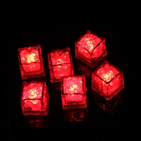 12 glaçons LED lumineux, clignotants, réutilisables, en acrylique alimentaire, pour cocktails et soirées (1/5)