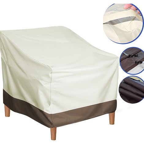 Housse de chaise de jardin, 89 x 71 x 89 cm, tissu Oxford enduit d'argent 210D, imperméable, anti-poussière et résistant au soleil. (1/5)
