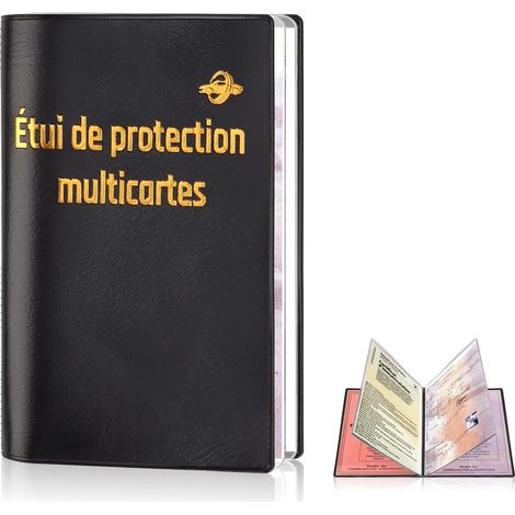 Pack of 1 Multi-Card Car Document Holder with 4 Compartments (6 Sides) Grey Card Case for Vehicle Document Holder 14.5 x 9.5 cm for Driving Licence and Insurance Card (1) (1/5)