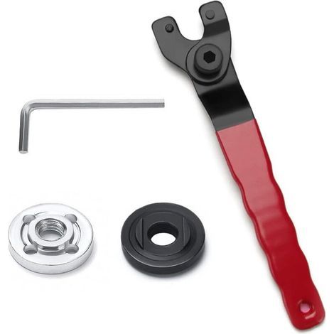 Clé à Molette pour Meuleuse D'angle, avec Clé Allen et 2 Brides, 10-52mm Clé à Broche Réglable, Clé à Meuleuse avec Manche en Plastique Antidérapant (Rouge Noir) (1/4)
