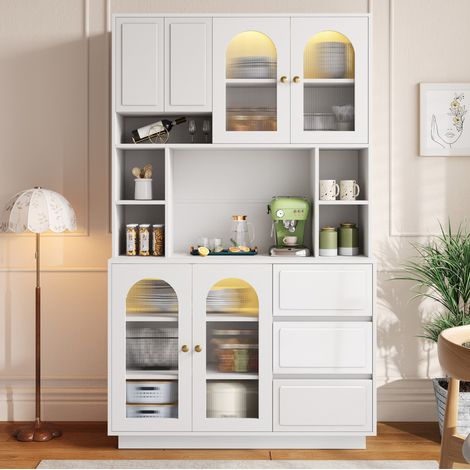 Mueble de almacenaje alto 106 x 30 x 175 cm en MDF blanco con LED APP DESVIAE (1/5)