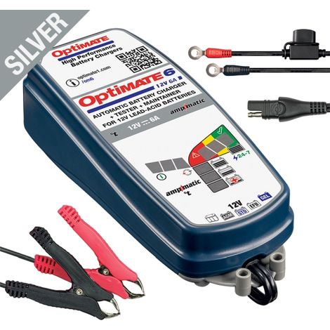Chargeur Optimate 6 Silver Pour Batteries Standard Acide, Agm Et Gel 12v De 3 à 144ah. Ampérage 6a