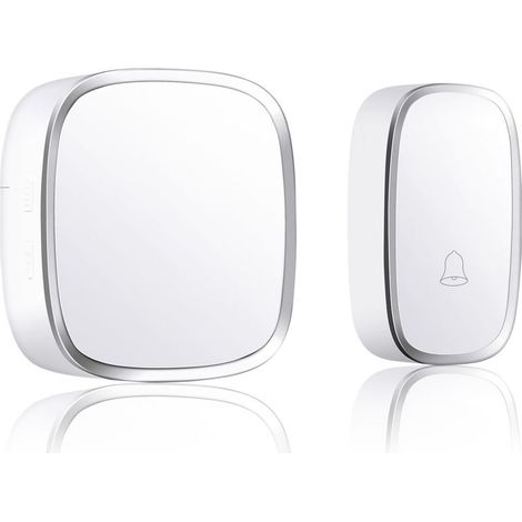 Sonnette de porte, kit de sonnette radio étanche d'une portée de 300 m avec flash LED et 36 cloches avec 4 niveaux de volume pour l'urgence, la maison, l'hôtel - un émetteur et un récepteur (1/5)