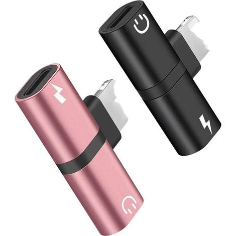 Adaptateur Jack Audio Et Charge - Compatible iPhone iOS 10.3+ - Décodeur Intégré - Conception À 90° - 2 Pièces (1/5)