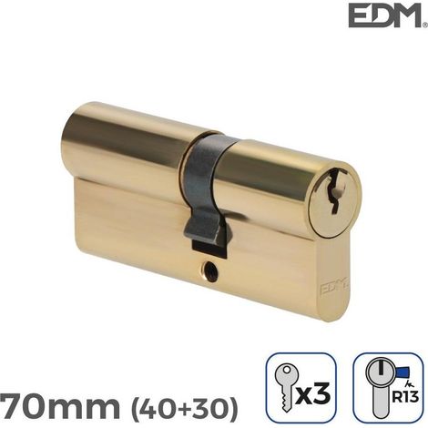 Cilindro in ottone 70mm (40+30mm) R13 Camma corta con 3 chiavi seghettate incluse EDM