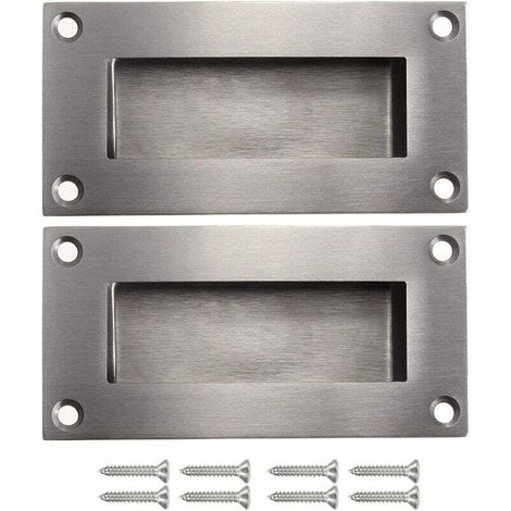 Concealed door handle, replaceable handle for sliding doors without a handle, simple yet stylish rectangular anti-collision handle in satin brushed stainless steel, 2 pieces (1/5)