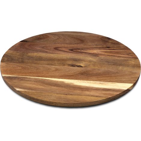 Akazie Servierplatte drehbar - 35 cm - Drehteller für Käse Wurst Snacks - Holzteller Servierbrett Gewürzrondell Kuchenplatte