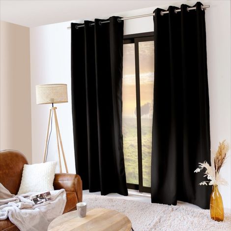 Rideau occultant 135x240 Thermique verso polaire noir (1/5)