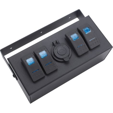4-Positionen-Wippschalter 12V-24V DC, EIN/AUS-Panelgehäuse mit hintergrundbeleuchteter Zigarettenanzünderbuchse für Boote, Yachten, Wohnmobile und Busse. (1/5)