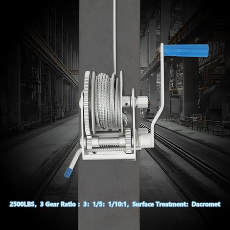 Handseilwinde bis 2500 lbs Winde mit 7 m Drahtseil, Seilwinde handbetrieben, Handseilzug effizient, Forstseilwinde (1/5)