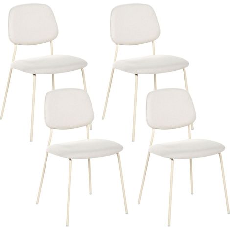Set di 4 sedie da pranzo con gambe in ferro nero senza braccioli design minimalista moderno impilabili bianco sporco Riley