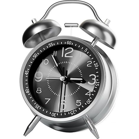 Tischwecker mit Nachtlicht, EYUSALL, klassisches Doppelglocken-Design, gut lesbares Display, geräuschlos, Metallgehäuse, batteriebetrieben, schwarz (1/5)
