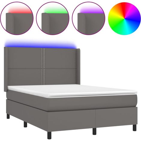 Maison Exclusive - Boxspringbett mit Matratze & LED Grau 140x200 (1/5)