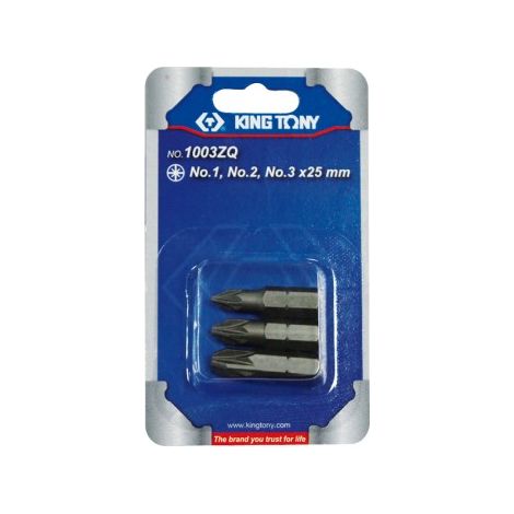 KING TONY - Jeu d'embouts de vissage 1/4"  POZIDRIV® (N°1,2,3) - 3 pièces
