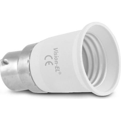 Adaptateur de culot B22 vers E27 – 230 Volts – IP40 – Ø 36 mm – Longueur 61 mm – Pour ampoules non incluses – Miidex Lighting (1/10)