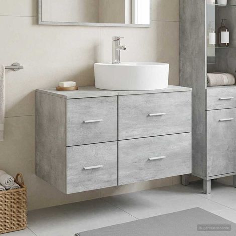 Beyamis Ensemble de meubles de salle de bain 2 pièces Gris béton (1/5)