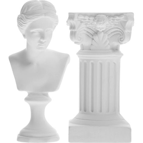 Ensemble de 1 statue de personnage de colonne romaine, statue grecque en résine, sculpture décorative pour la maison-14X3.2X3.2CM-White