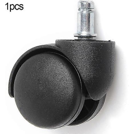 1 roulette universelle silencieuse noire à tige de 2 pouces en nylon pour fauteuil de direction ou de bureau, pivotante à 360 degrés (1/5)