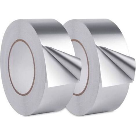 Ruban Adhésif Aluminium,Aluminium Bande d'étanchéité, scotch aluminium etanche, Pour cuisine, salle de bain, électricien, surface métallique, 20mX30mm (2 rouleaux, argent) (1/5)