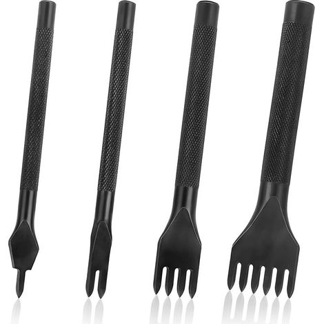 Kit Outils Perforatrice 4mm DIY Outils de Couture de Poinon de Trou en Cuir En Acier Craft Laage Coudre Ciseau Set 1/2/4/6 Dents 4 Pièces (1/5)
