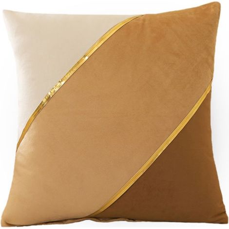 Rückenkissen – Bezüge für Kissen 45 x 45 cm aus weichem, dekorativem Samt für Sofa – 2er-Set – Mehrfarbiges Kamel