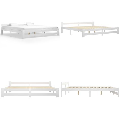 Massivholzbett Weiß Kiefer 200x200 cm - Massivholzbette - Kiefernbett - Doppelbett - Weißes Bett - Boxspringbetten - Home & Living (1/5)