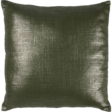 COMETE OLD - Coussin en coton, lin et lurex aux reflets irisés kaki 40x40 (1/2)