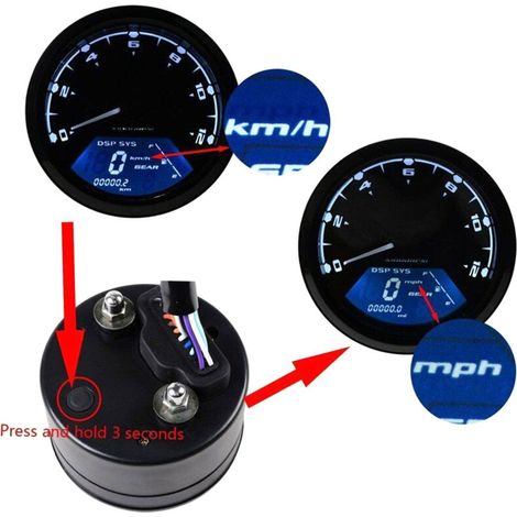 Tachimetro digitale LCD universale per moto a 6 velocità, 12000 giri/min, 199 km/h, contachilometri, retroilluminazione, strumento per motori a 2,4 cilindri -Crezuo