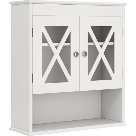 Mobiletto da bagno a parete ripiano regolabile mdf bianco (1/5)
