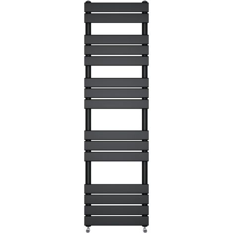 NRG Bathroom Flat Panel Heated Towel Rail Radiator Central Heating Vertical 1600x450mm Black (1/3)