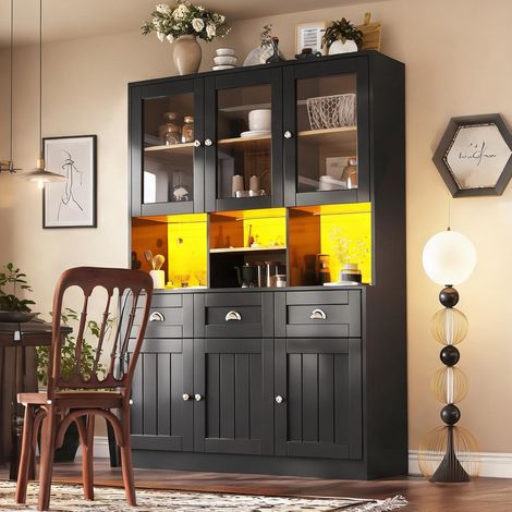 Buffet coloris noir en MDF 140 x 40 x 175 cm (1/5)
