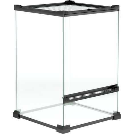 Terrarium en verre 12L pour reptiles, vivarium avec couvercle grillagé métallique noir, 20 x 20 x 30 cm (1/5)