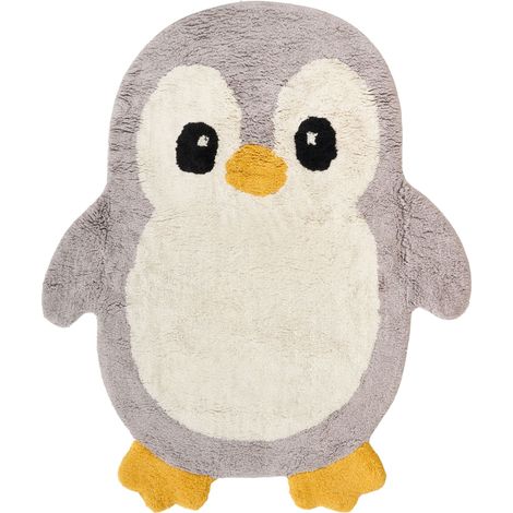 Kids Rug Grey Cotton 100 x 120 cm Tufted Penguin Shaped WADDLES (1/5)