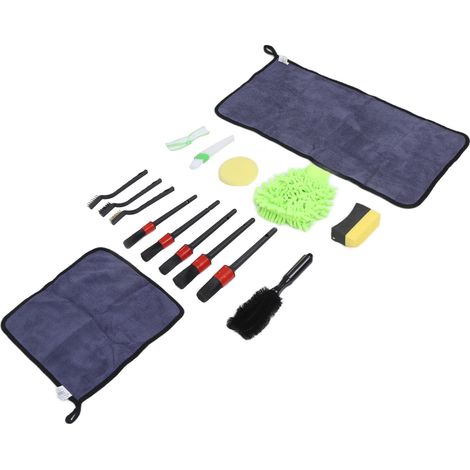 Kit de 16 brosses de detailing auto et microfibres, nettoyage intérieur/extérieur, tableau de bord, sièges, vitres (1/5)