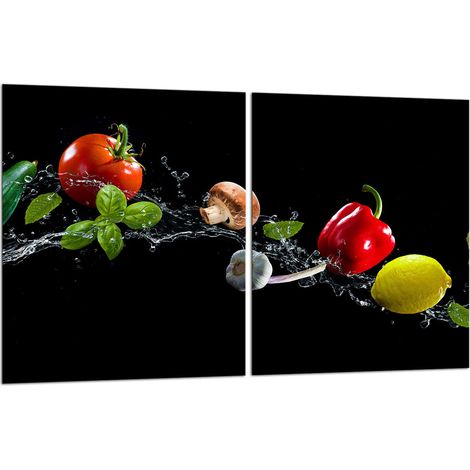 2 plaques de protection en verre pour cuisinière 40x52 légumes (1/5)
