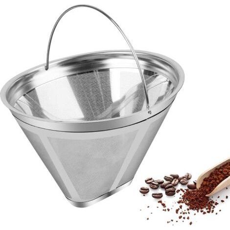 Reusable Coffee Filter Size 4, Stainless Steel Coffee Filter for Manual Coffee Brewing, Permanent Coffee Filter for Paperless Filter Coffee (1/5)