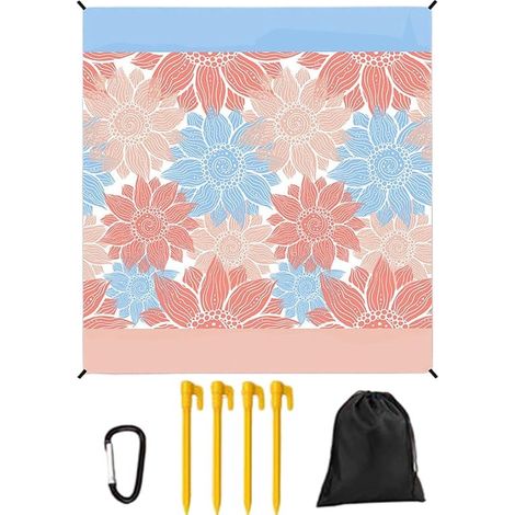 Manta de picnic tipo esterilla de playa，Alfombra de exterior para césped，Impermeable y repelente de arena，210 x 200 cm (1/5)