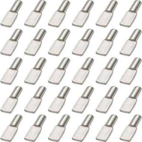 100Pcs Taquet Etagere, 5mm Support d'Étagère Étagère Broches Cheville Etagere Supports de Plaque en Métal Nickelé pour Armoire Bureau Accessoires