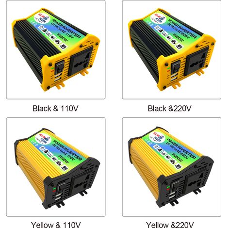 Peaks Power Onduleur Sinus Modifié 3000W Haute Fréquence 12V CC vers 220V CA Convertisseur Chargeur Auto avec 2 Ports USB 2.1A et Pinces Batterie (1/3)