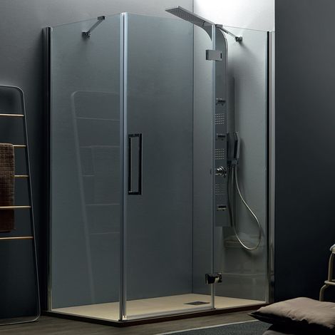 Box Doccia Angolare 70x90 cm TEPB43 - Porta Battente Abbinata a Lato Fisso - Reversibile (1/5)