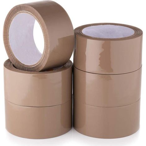 Ruban adhésif d'emballage multi-usages silencieux 48 mm x 100 m, pour déménagement (lot de 6 marron) (1/5)