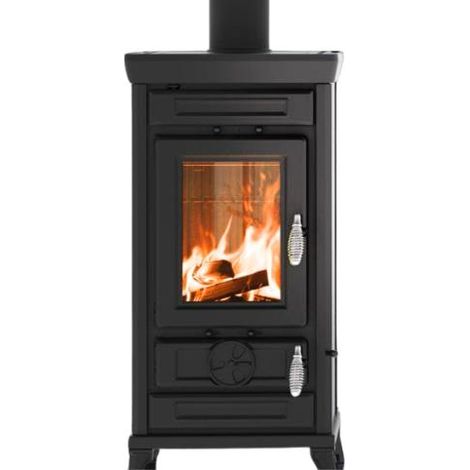 Thermorossi – Poêle à bois en fonte 7.4 kW – Rendement 89.6% – Sortie des fumées supérieure – Taille des bûches 25 cm – Pour bois dur (1/5)