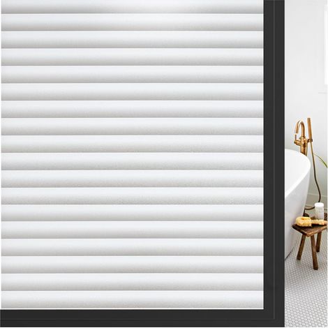 Film de Fenêtre Statique Stores à Rayures Film Autocollant Salle de Bain Protection Privé Film Adhésif Vitre Opaque sans-Colle Anti-UV 90x200cm (1/5)