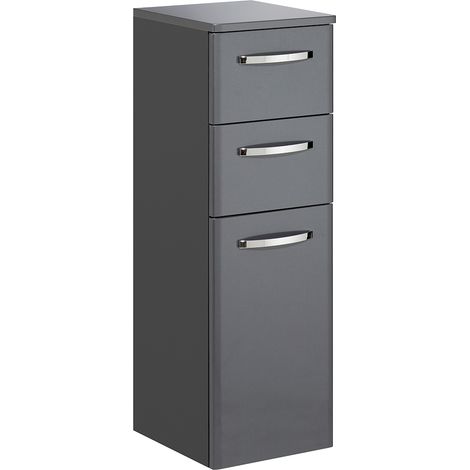 Badmöbel Unterschrank 90 cm hoch QUITO-66 in anthrazit Hochglanz, B/H/T: ca. 30/90,5/33 cm (1/3)