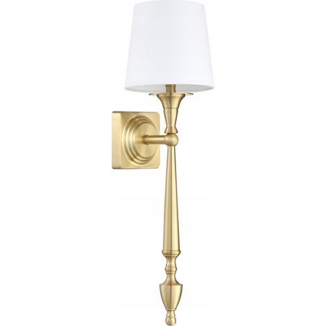 Applique da parete Austin in ottone bianco Cosmo Light W01289BR-WH con paralume E27 (1/5)