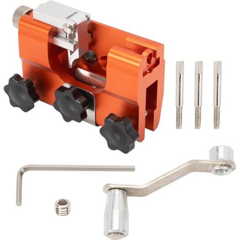 Kit para afilar cadenas de motosierra, incluye 3 cabezales de afilado y un afilador de cadenas para motosierra. (1/5)
