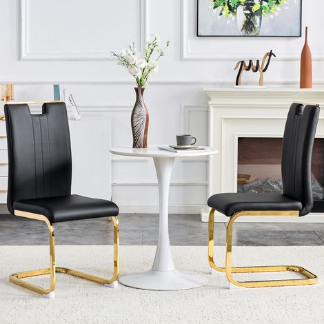 Set di 2 sedie da pranzo moderne e minimaliste con schienale ergonomico, piedini antiscivolo, PU nero (1/5)