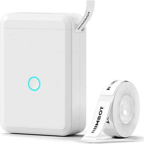 Impresora de etiquetas D110 con 1 rollo de etiquetas, impresora portátil de etiquetas autoadhesivas, mini impresora para el hogar, la oficina y la escuela. (1/5)