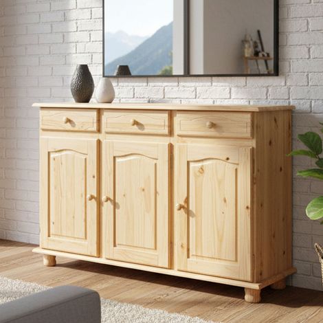 Dmora - Credenza Drodger, Buffet da soggiorno, Madia da salotto, Dispensa da cucina, 130x43 h87 cm, Marrone (1/5)