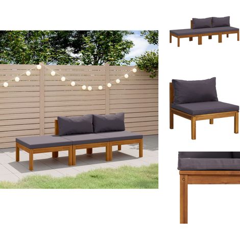 Gartenmöbel-Sets - Living 3-tlg. Garten-Lounge-Set mit Auflage Massivholz Akazie (1/5)